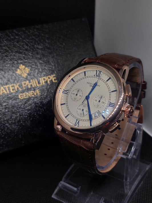 Patek Philippe Genève Chronograph Leather Strap – Classic Elegance