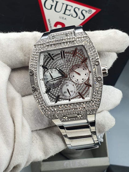 GUESS PHOENIX Original CRYSTAL SILVER TONE STAINLESS STEEL GENTS WATCH