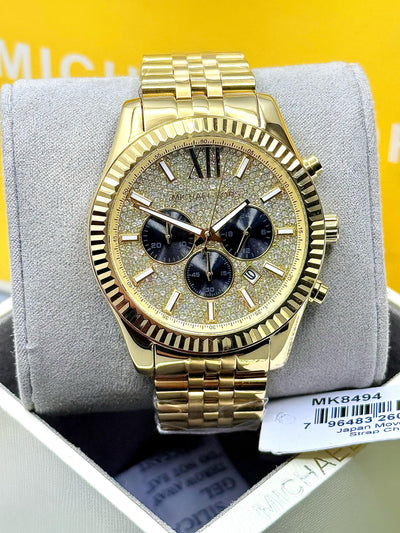 🟨🟨  Michael Kors Men's Lexington Gold-Tone Chronograph Watch