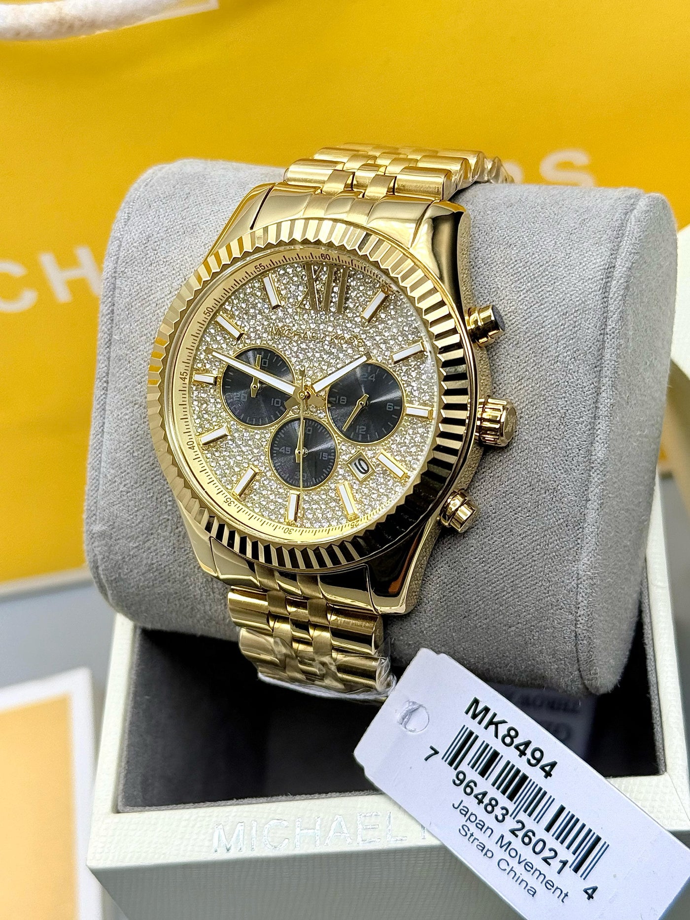 🟨🟨  Michael Kors Men's Lexington Gold-Tone Chronograph Watch