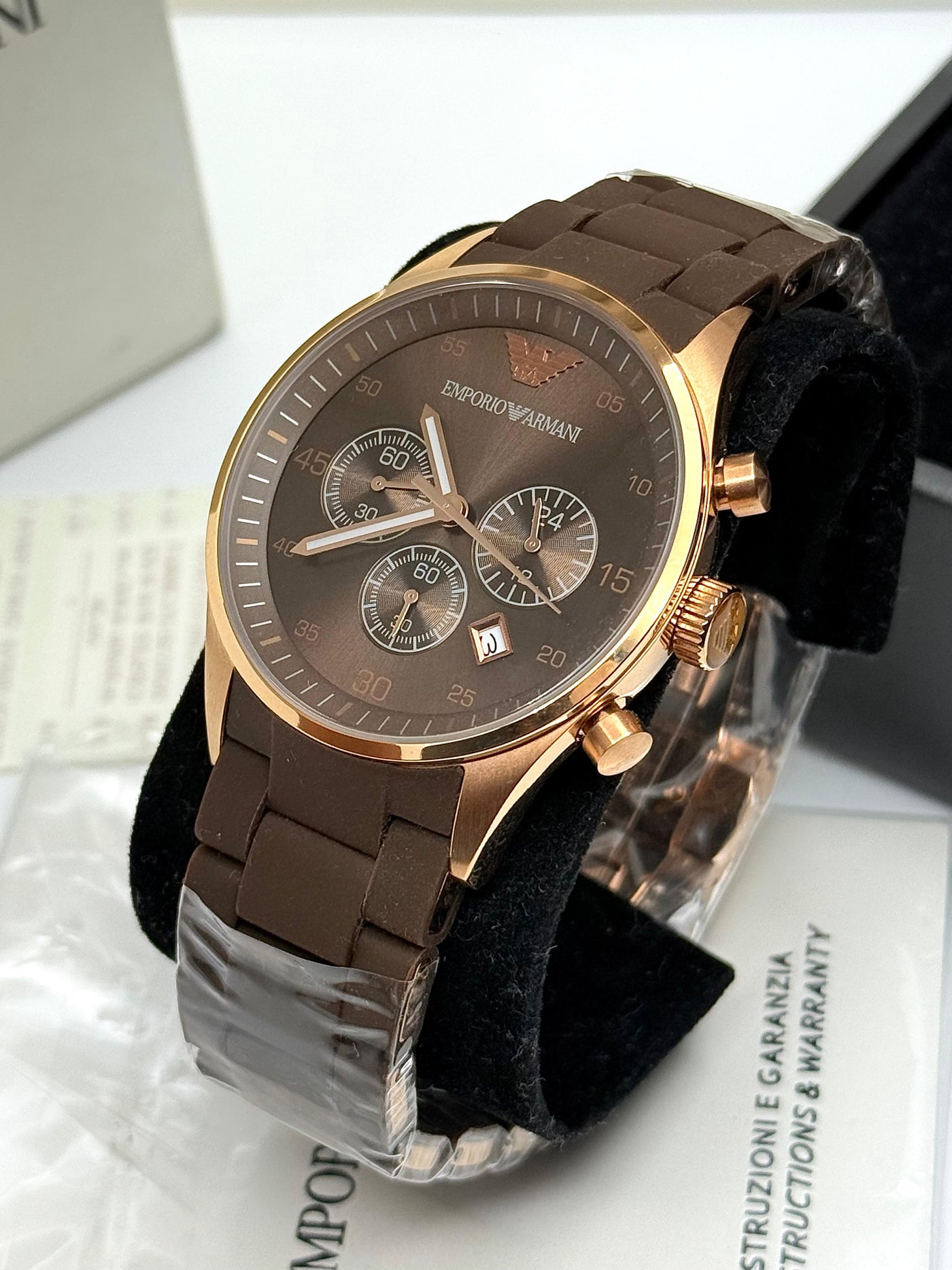🟫🟧 Emporio Armani AR5890 Sport Men's Chronograph Silicone Watch