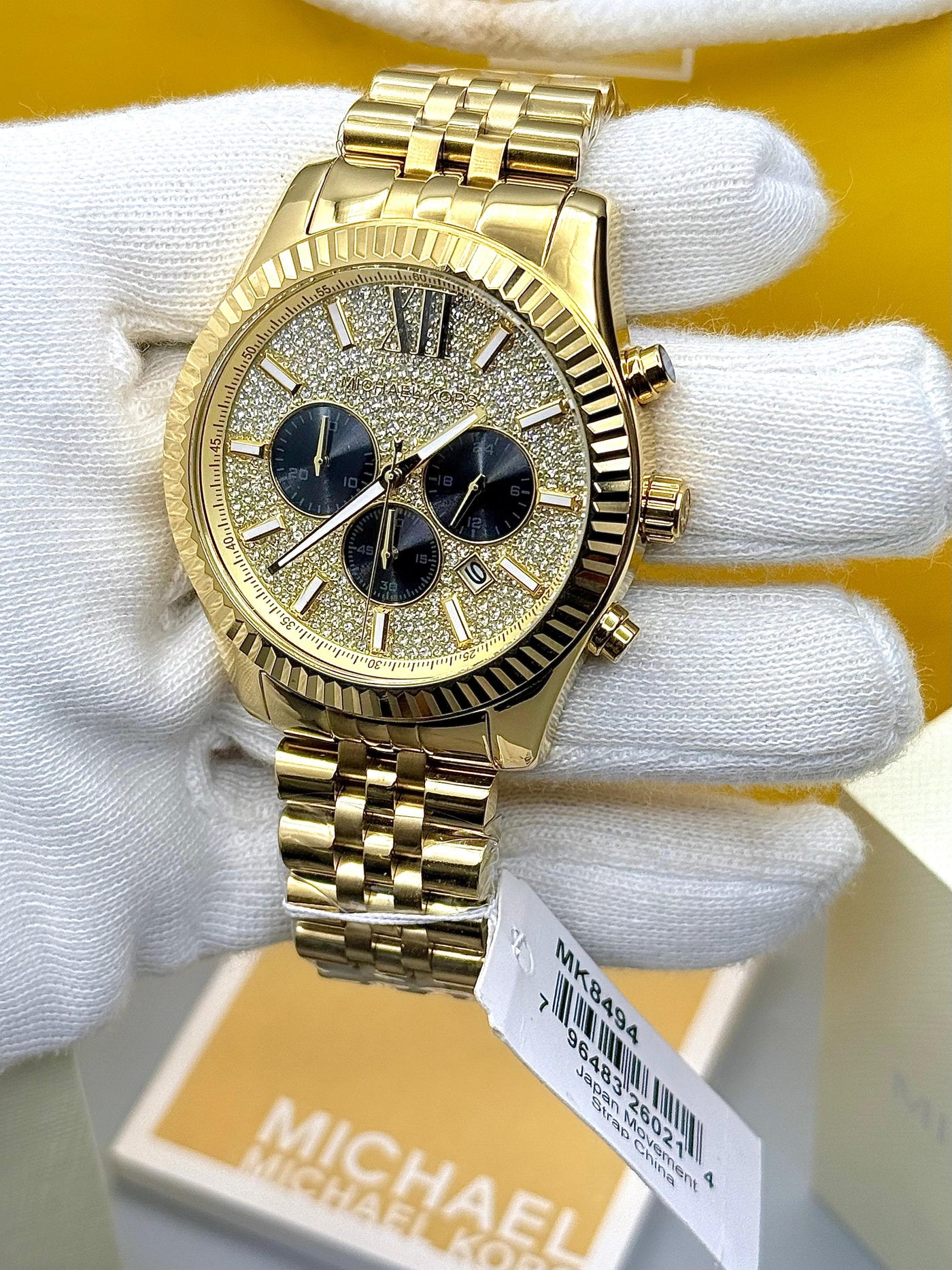 🟨🟨  Michael Kors Men's Lexington Gold-Tone Chronograph Watch