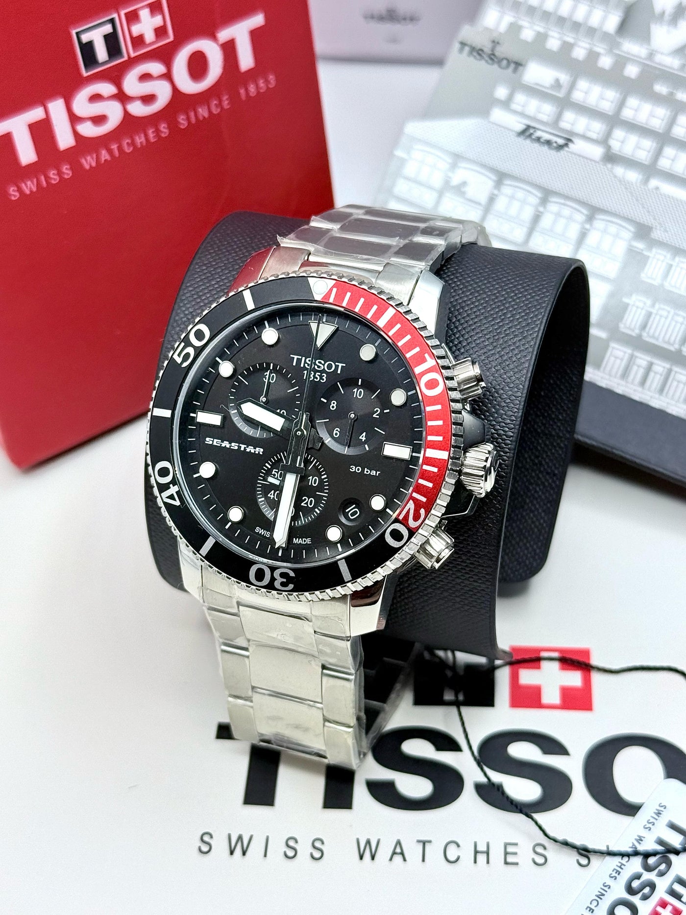 🟥⬛ TISSOT SEASTAR 1000 Chronograph Stainless Steel Men's Watch