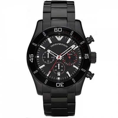 ⬛🟥 Emporio Armani Men's AR5931 Sportivo Black Chronograph Dial Watch