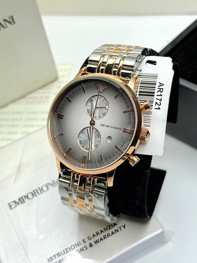 🔥 EMPORIO ARMANI GIANNI CLASSIC ROSE GOLD TWO TONE MEN'S WATCH| AR1721
