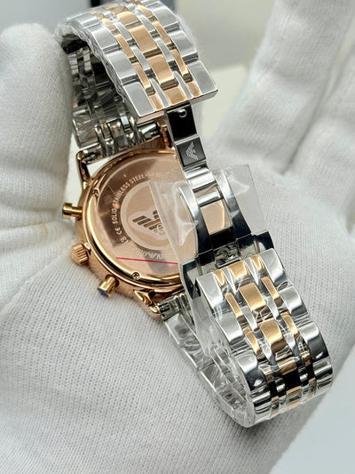 🔥 EMPORIO ARMANI GIANNI CLASSIC ROSE GOLD TWO TONE MEN'S WATCH| AR1721