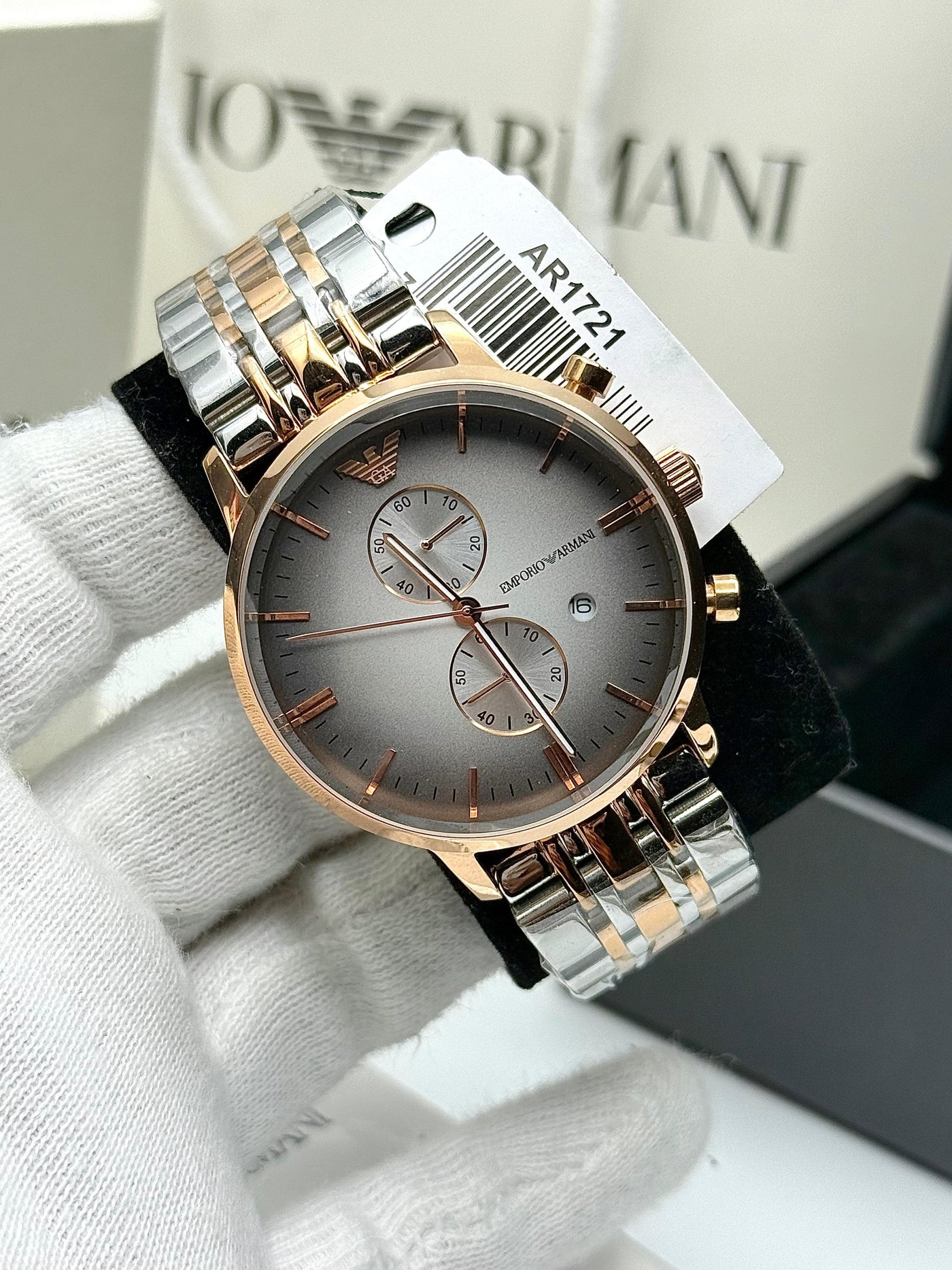 🔥 EMPORIO ARMANI GIANNI CLASSIC ROSE GOLD TWO TONE MEN'S WATCH| AR1721
