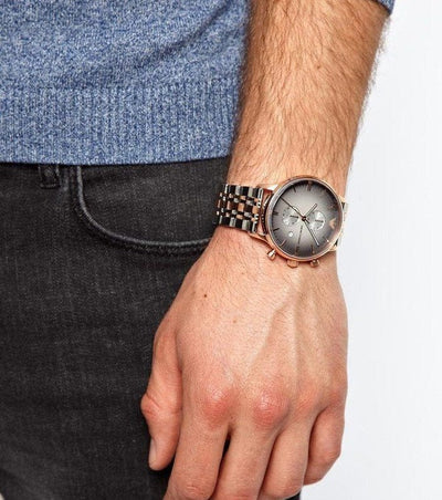 🔥 EMPORIO ARMANI GIANNI CLASSIC ROSE GOLD TWO TONE MEN'S WATCH| AR1721