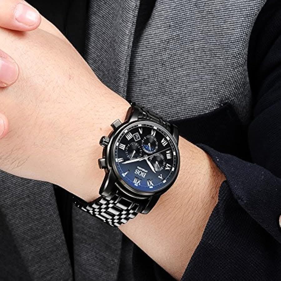 ⬛🔳 ANGELA BOS Sub Dial Luxury Men's Watch in Black Dial