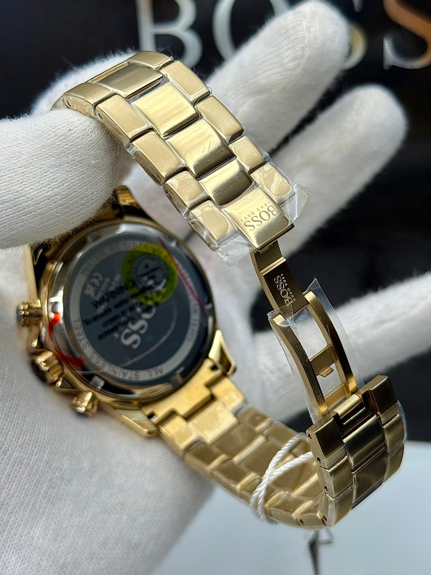 🟨🟦 HUGO BOSSCHRONOGRAPH STAINLESS STEEL GOLD-PLATED WATCH