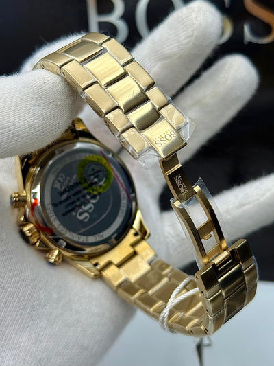 🟨🟦 HUGO BOSSCHRONOGRAPH STAINLESS STEEL GOLD-PLATED WATCH