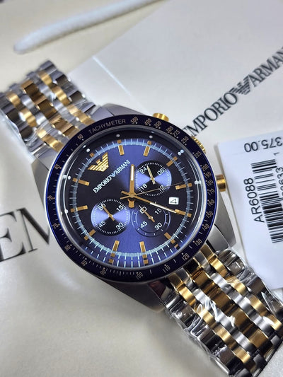 🟦🟨EMPORIO ARMANI Two-Tone Stainless Steel Men's Quartz Watch