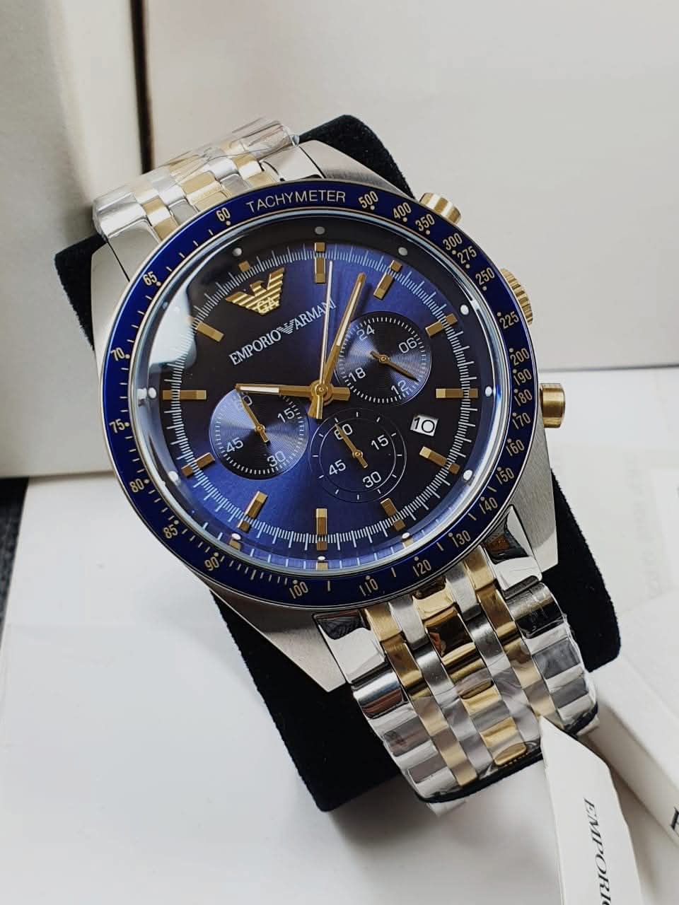🟦🟨EMPORIO ARMANI Two-Tone Stainless Steel Men's Quartz Watch