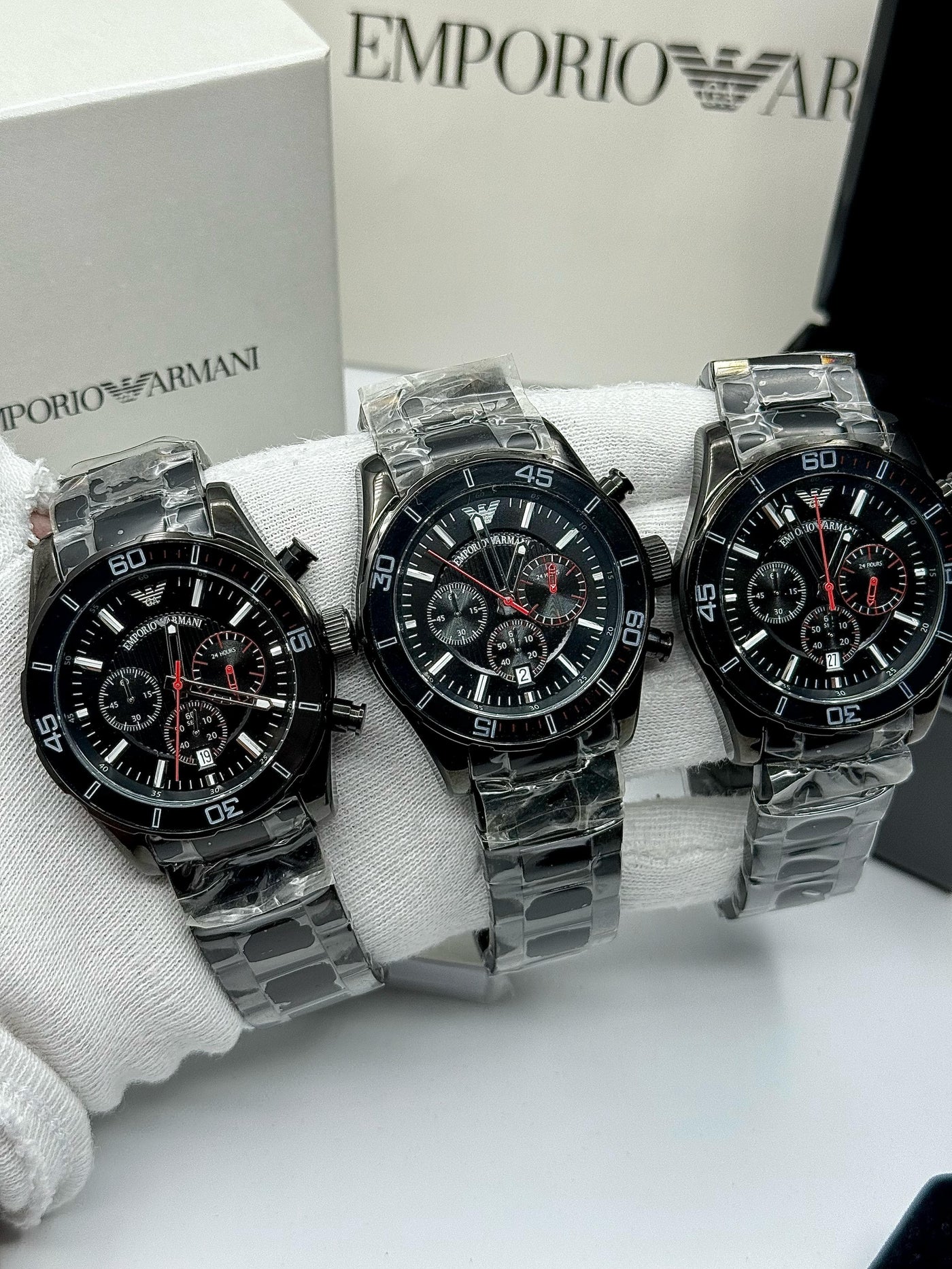 ⬛🟥 Emporio Armani Men's AR5931 Sportivo Black Chronograph Dial Watch