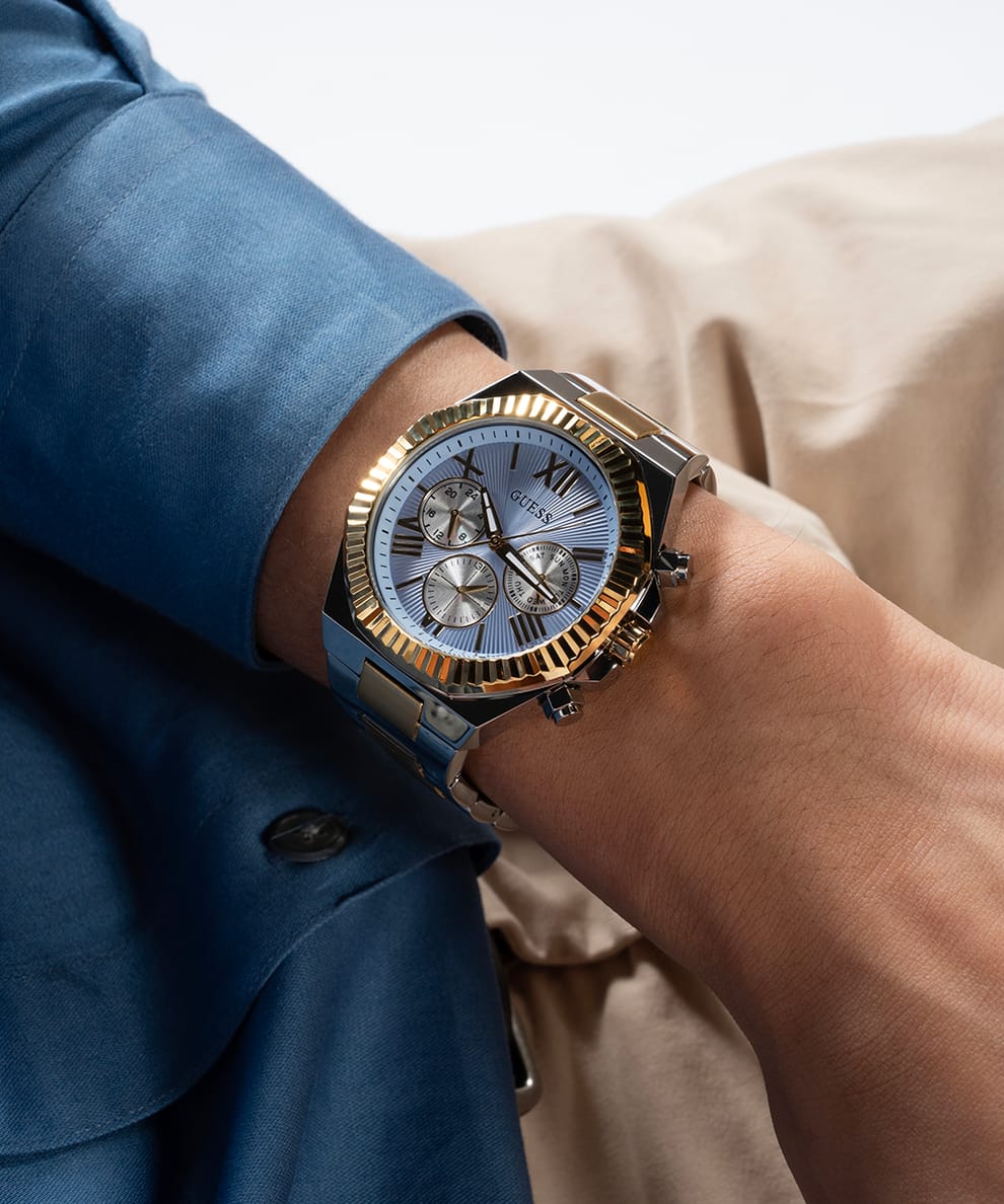 🔥 GU€SS EQUITY BOLD Sophisticated Dress 2-Tone Multi-function Men's Watch