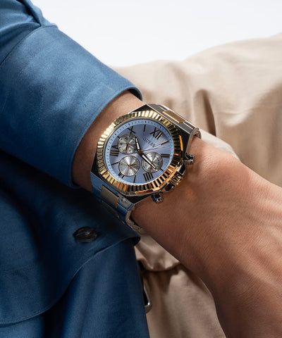 🔥 GU€SS EQUITY BOLD Sophisticated Dress 2-Tone Multi-function Men's Watch