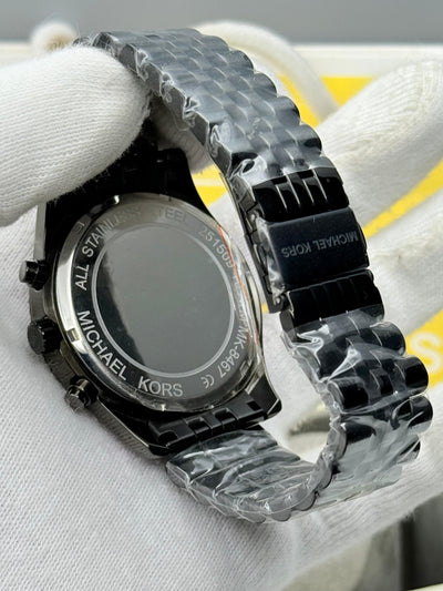 🔲 Michael Kors Lexington Series Men’s Chronograph Quartz Stainless Steel Black Dial Watch