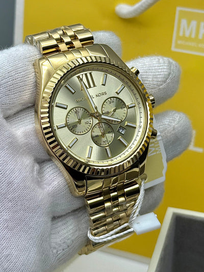 🔥Michael Kors Lexington Gold-Tone Men's Stainless Steel Quartz Watch