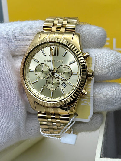 🔥Michael Kors Lexington Gold-Tone Men's Stainless Steel Quartz Watch