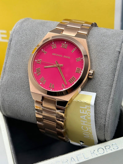 🩷🧡Michael Kors Lennox Three-Hand Rose Gold-Tone Stainless Steel Watch MK7462