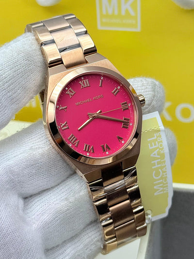 🩷🧡Michael Kors Lennox Three-Hand Rose Gold-Tone Stainless Steel Watch MK7462