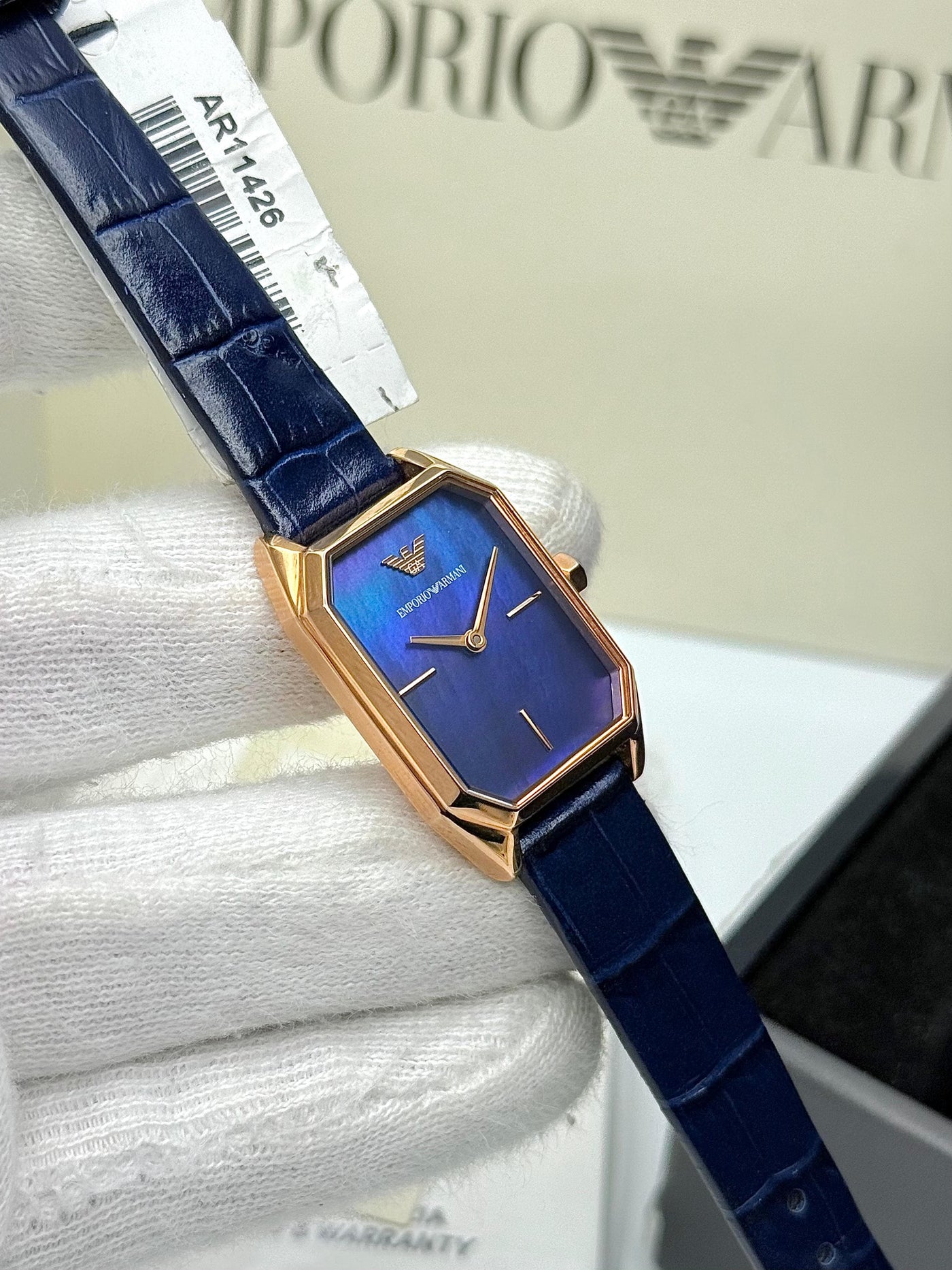 💙 Emporio Armani Quartz Blue Mother of Pearl Dial Ladies Watch