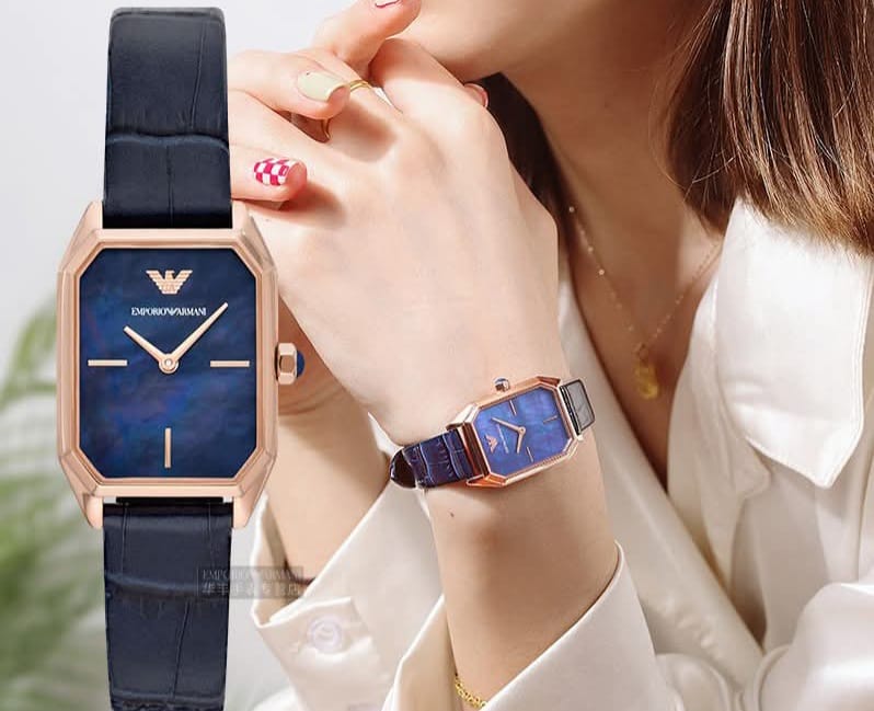 💙 Emporio Armani Quartz Blue Mother of Pearl Dial Ladies Watch
