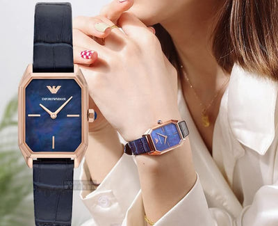 💙 Emporio Armani Quartz Blue Mother of Pearl Dial Ladies Watch