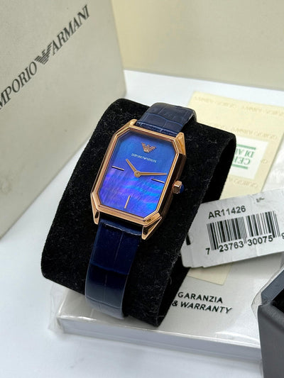💙 Emporio Armani Quartz Blue Mother of Pearl Dial Ladies Watch