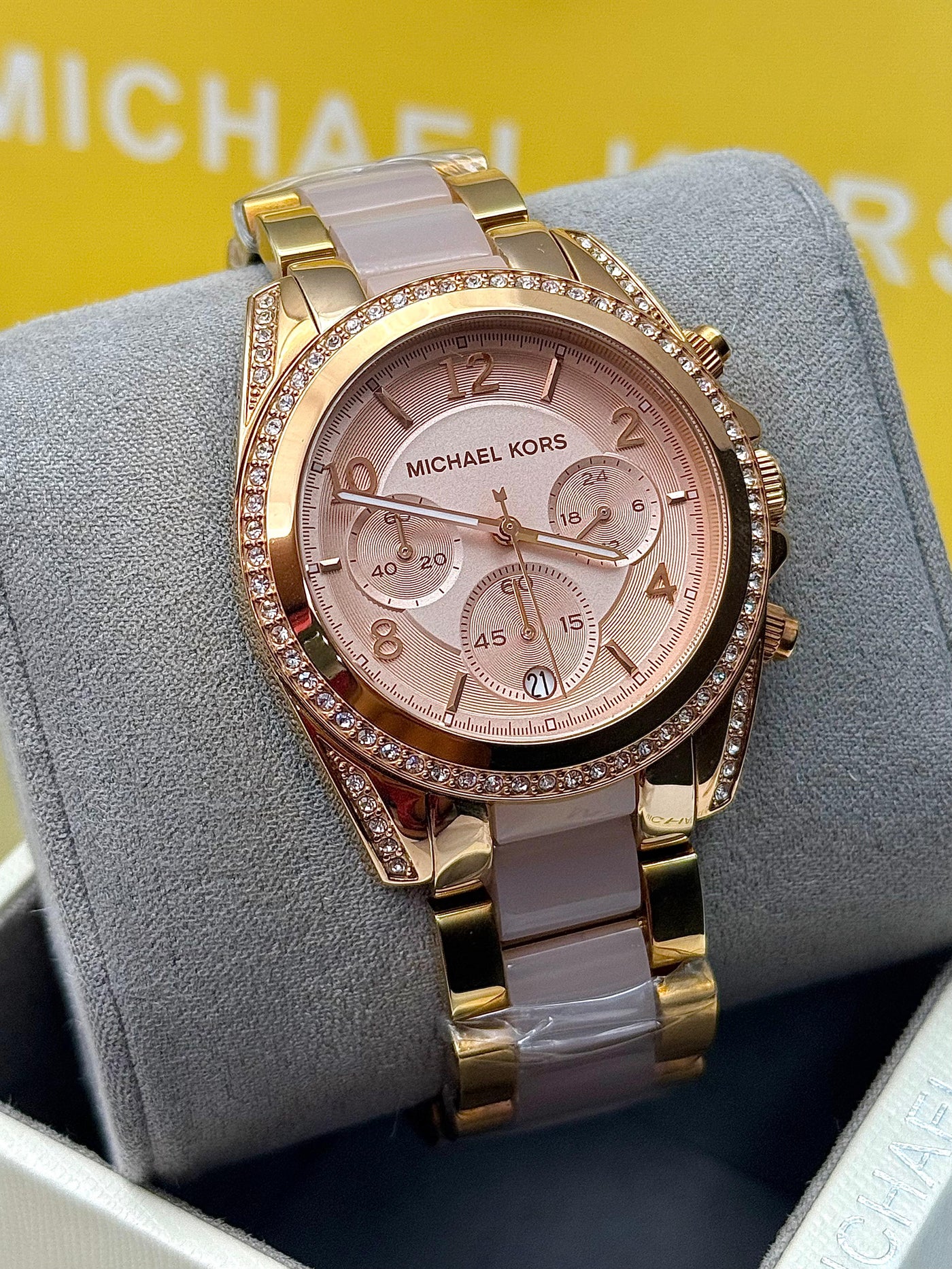 💞 Michael Kors MK5943 Blair Rose Gold Blush Acetate Stainless Women's Watch 39mm