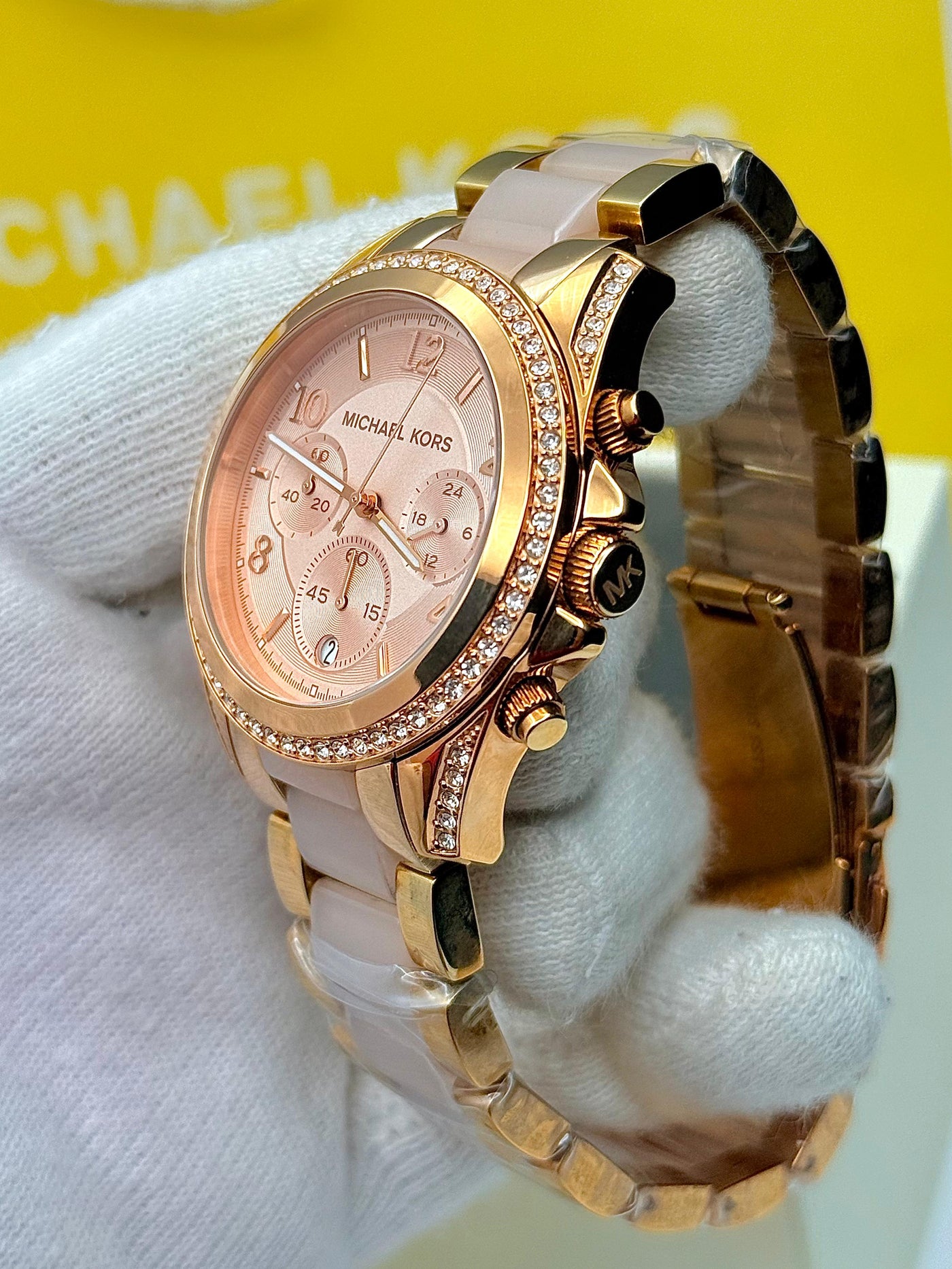 💞 Michael Kors MK5943 Blair Rose Gold Blush Acetate Stainless Women's Watch 39mm