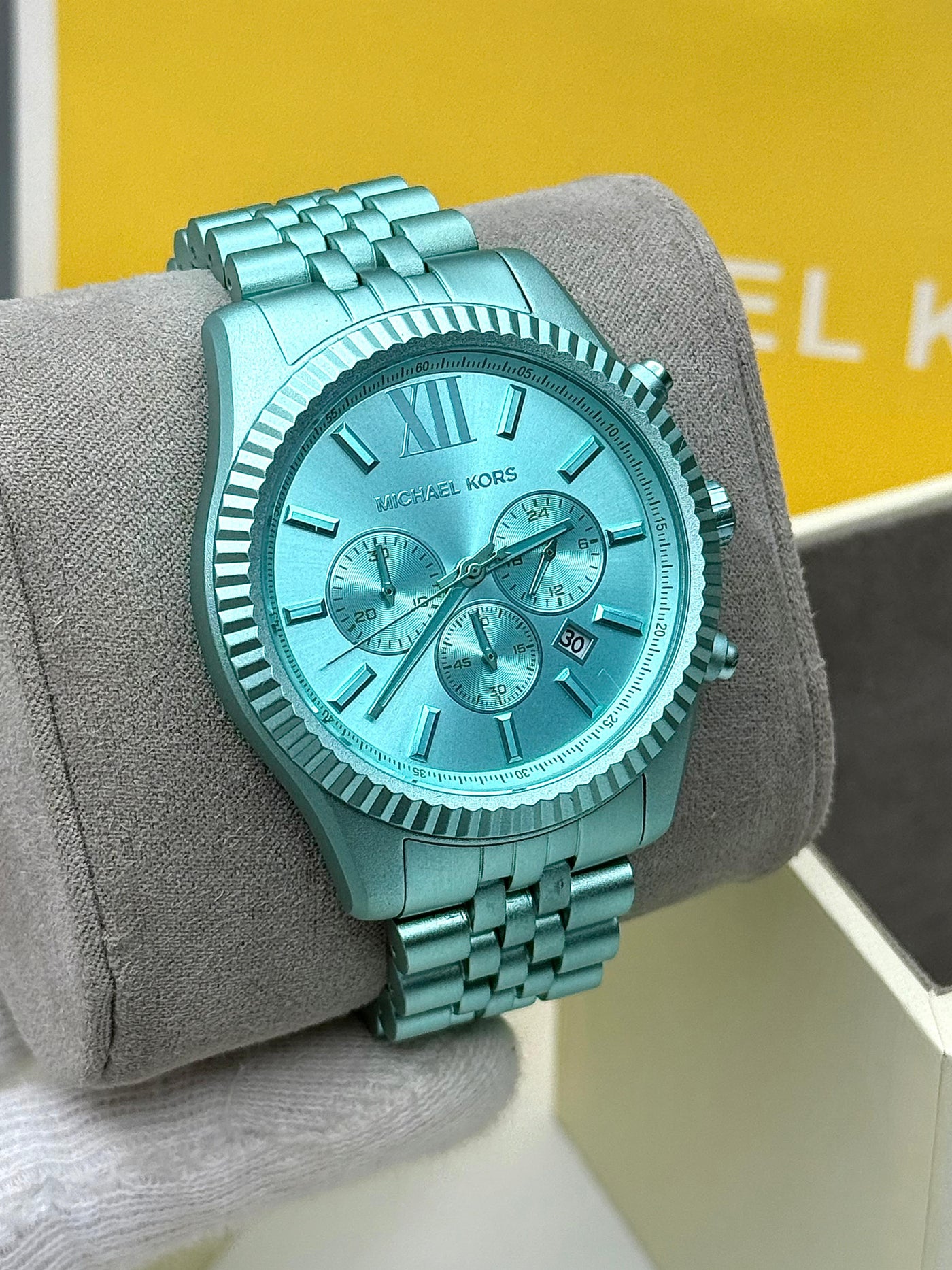 💠💠 Michael Kors Lexington Chronograph AQUA Aluminum Watch