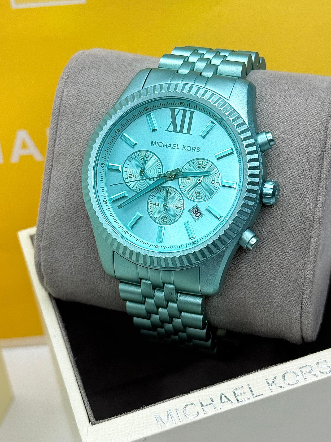 💠💠 Michael Kors Lexington Chronograph AQUA Aluminum Watch