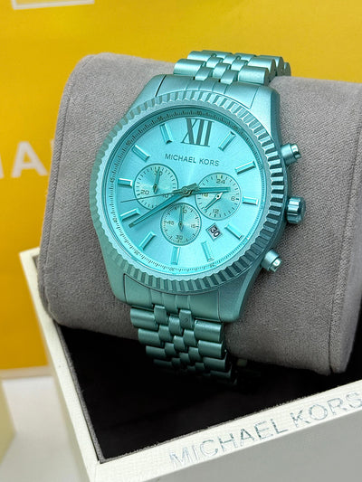 💠💠 Michael Kors Lexington Chronograph AQUA Aluminum Watch