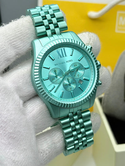 💠💠 Michael Kors Lexington Chronograph AQUA Aluminum Watch