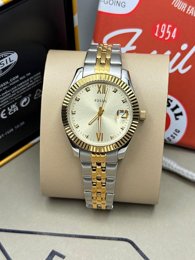 💛🤍 Fossil Women's Scarlette Mini Quartz Stainless Steel Three-Hand Watch