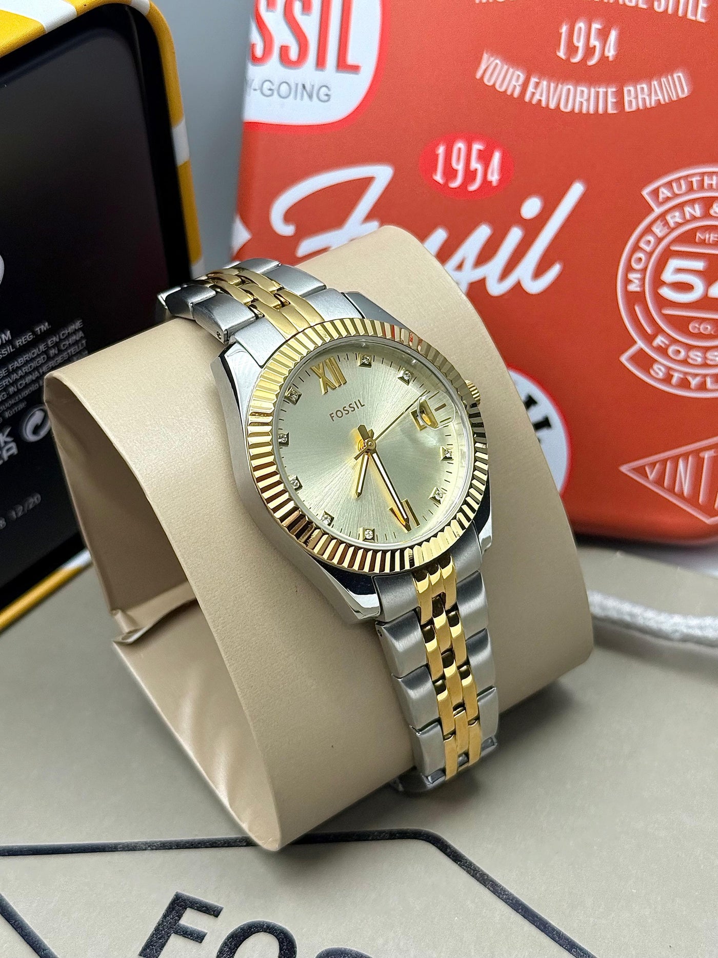 💛🤍 Fossil Women's Scarlette Mini Quartz Stainless Steel Three-Hand Watch