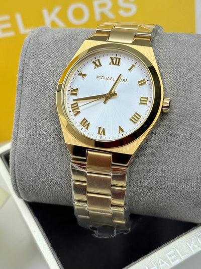 Michael Kors Lennox Three-Hand Rose Gold-Tone Stainless Steel Watch