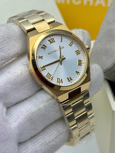 Michael Kors Lennox Three-Hand Rose Gold-Tone Stainless Steel Watch