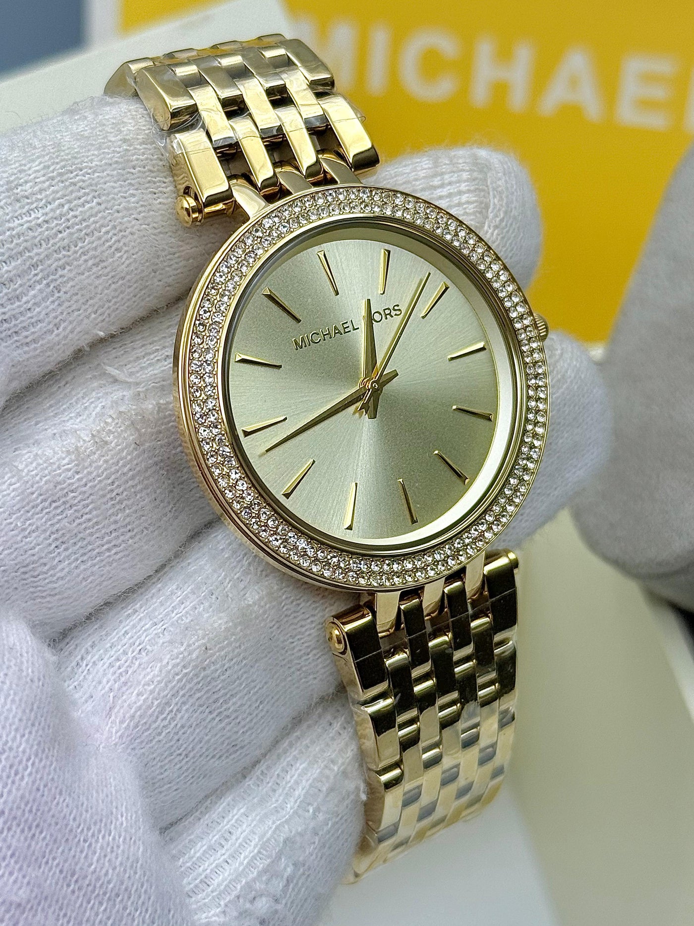 💛 Michael Kors Darci Glitz Gold Dial Pave Bezel Women's Watch