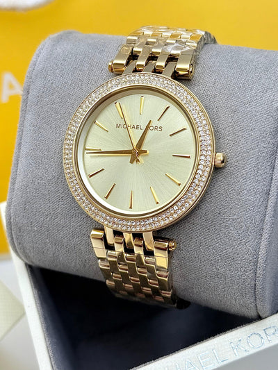 💛 Michael Kors Darci Glitz Gold Dial Pave Bezel Women's Watch