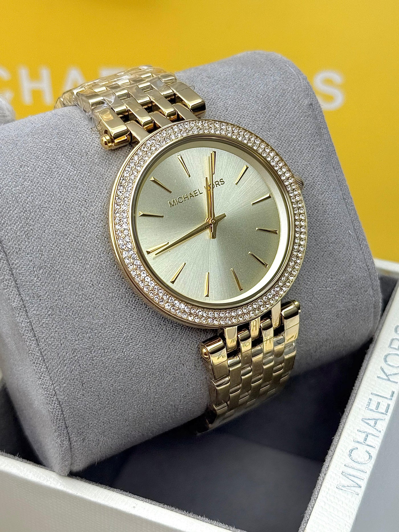 💛 Michael Kors Darci Glitz Gold Dial Pave Bezel Women's Watch