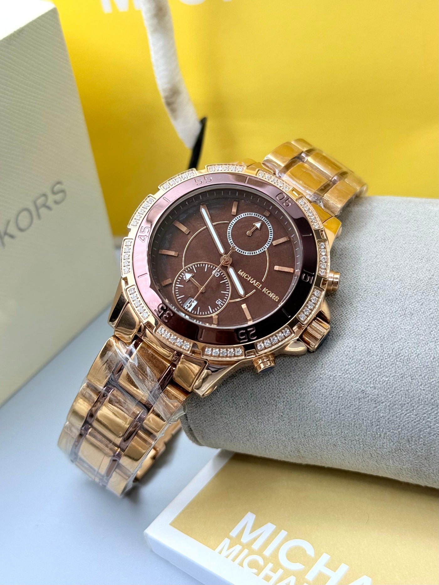 🤎 Michael Kors Rose Gold Chronograph Two Tone Brown Dial Women's chronograph Watch