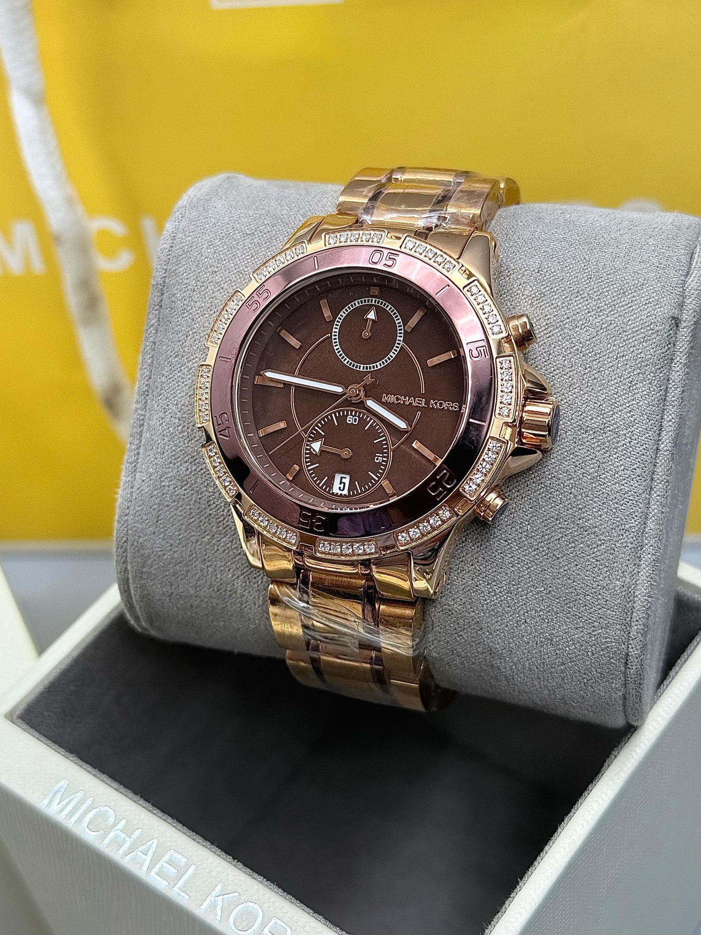 🤎 Michael Kors Rose Gold Chronograph Two Tone Brown Dial Women's chronograph Watch