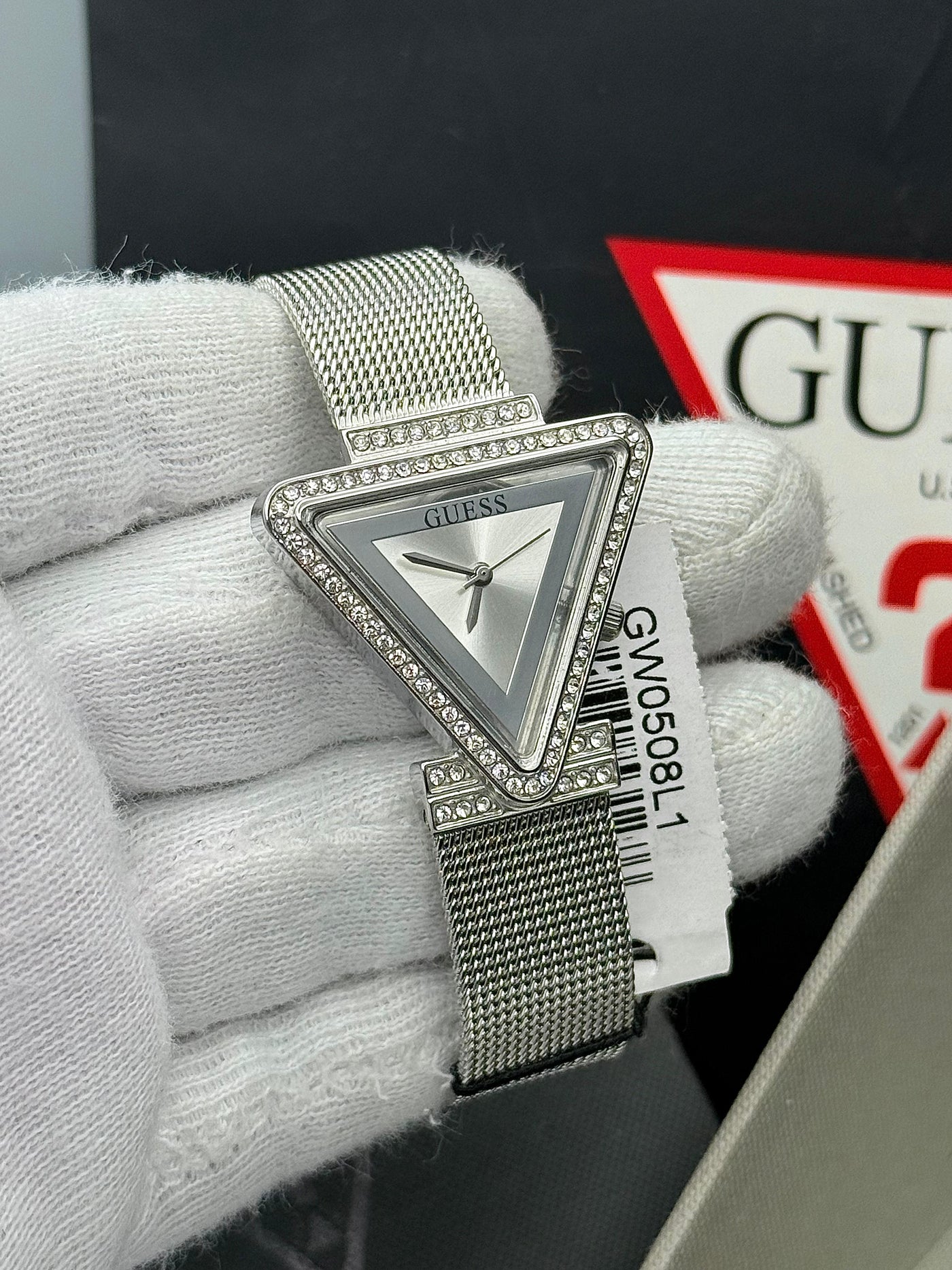 🔥Guess Champagne &amp; Crystals Dial with Mesh Bracelet Watch For Women