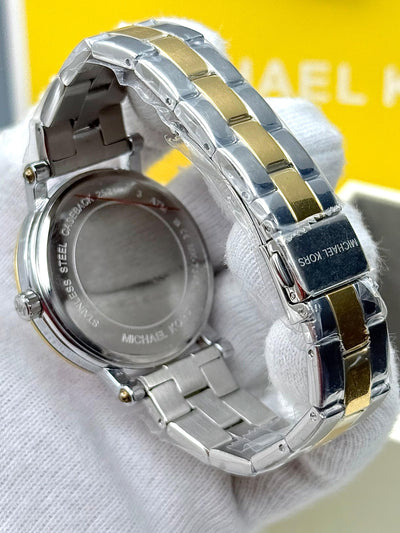 Michael Kors Women’s Quartz Two Tone Stainless Steel Silver Dial 38mm Watch MK7348