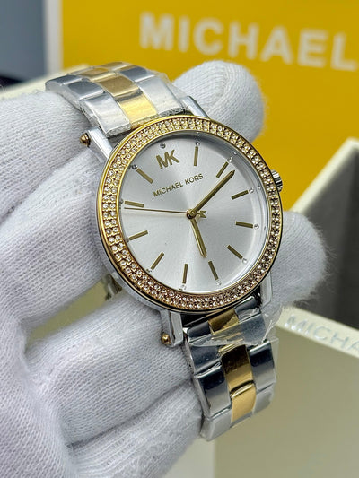 Michael Kors Women’s Quartz Two Tone Stainless Steel Silver Dial 38mm Watch MK7348