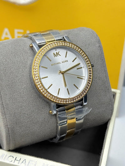 Michael Kors Women’s Quartz Two Tone Stainless Steel Silver Dial 38mm Watch MK7348