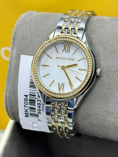 Michael Kors Women’s Quartz Stainless Steel Silver White 36mm Watch MK7084