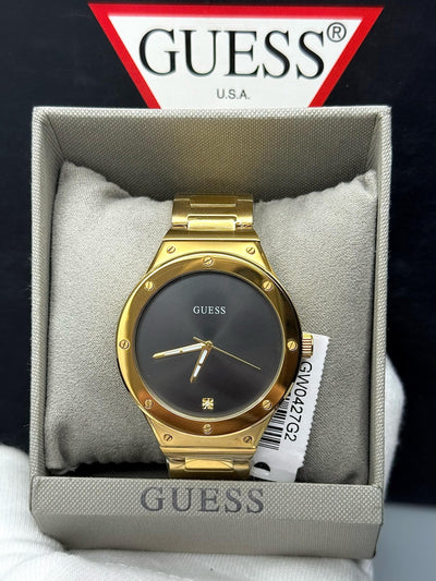 🟨⬛ Guess Yellow gold toned Stainless Steel 44 mm Men's Quartz Watch